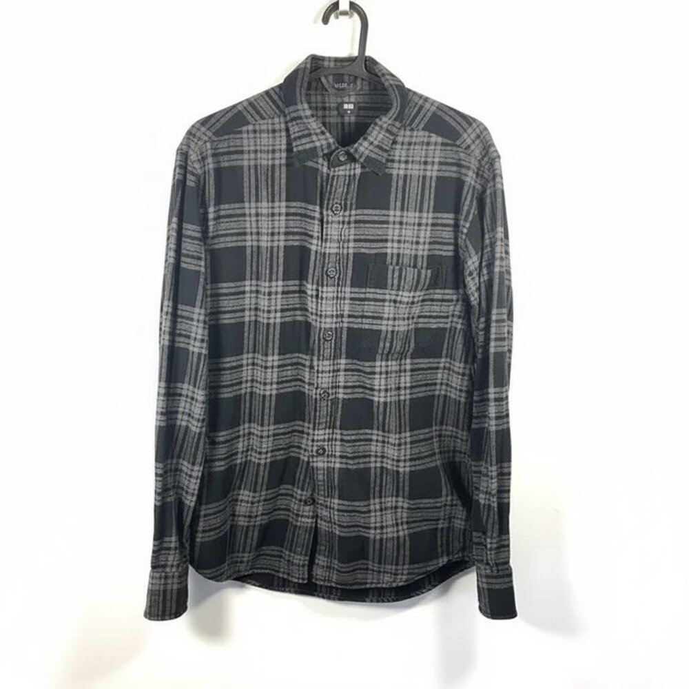 Uniqlo Flannel Checked Long Sleeve Shirt Black/Grey